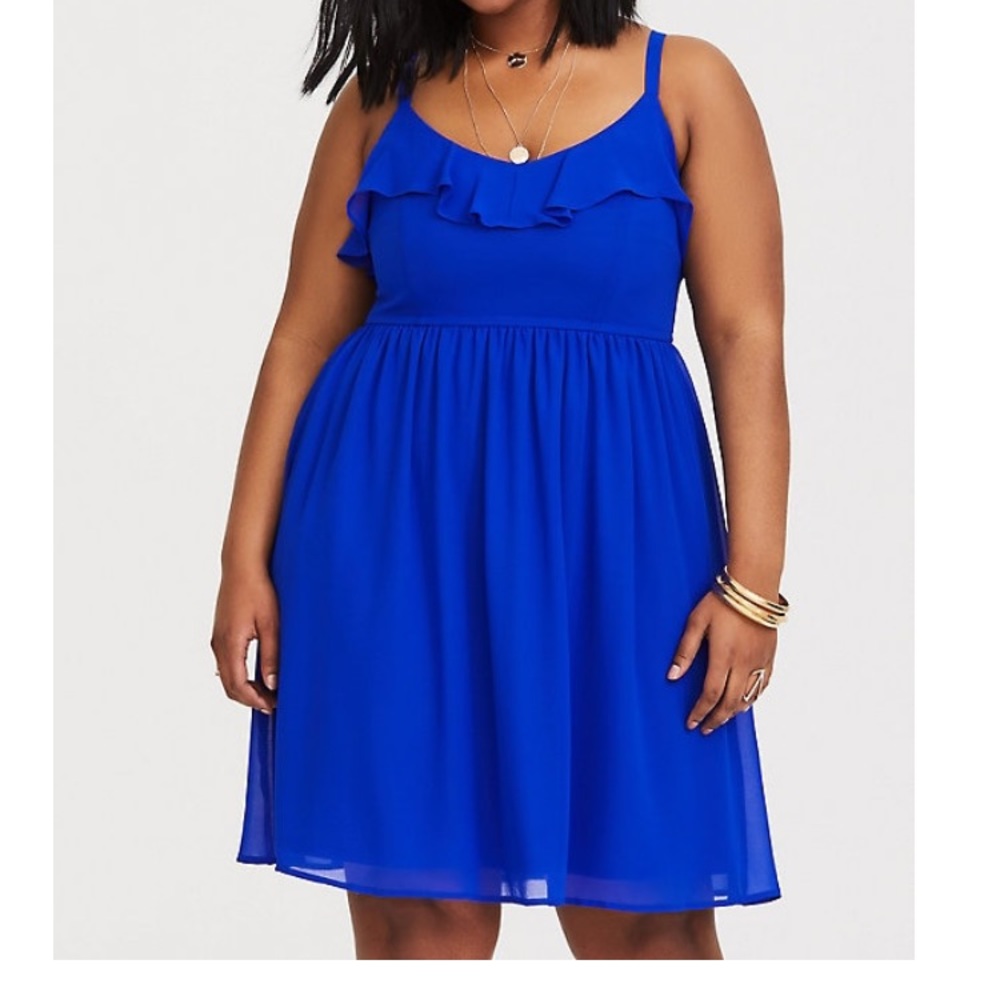 Torrid blue chiffon dress sz 1